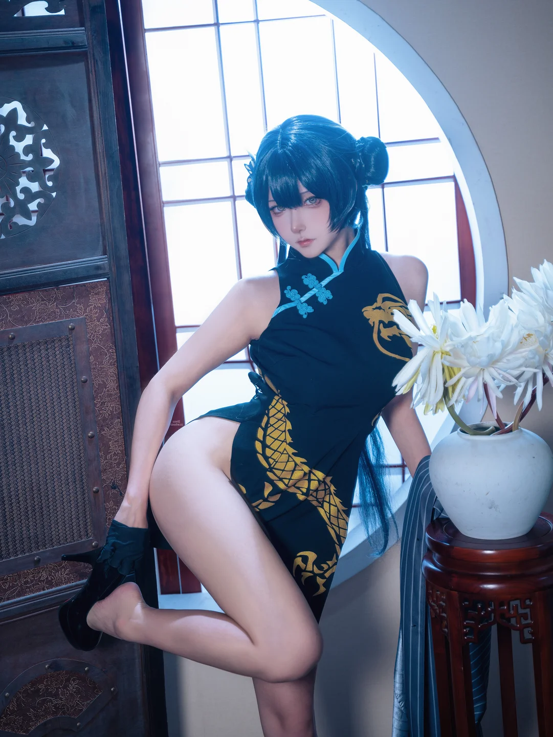 Seya狮砸 - 蔚蓝档案·妃咲 旗袍 [12P-138MB] tg@simisebaisi 【丝足阁】006.webp